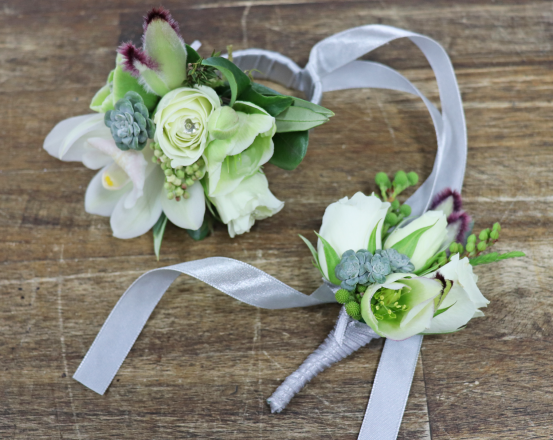 Wrist Corsage and Buttonhole Set - Designer 