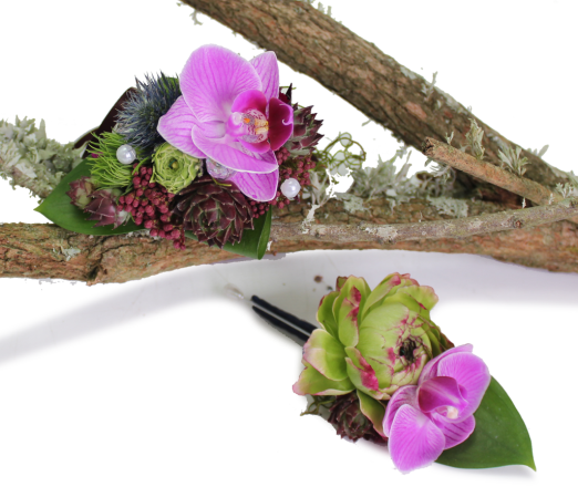 Wrist Corsage and Buttonhole Set - Designer 